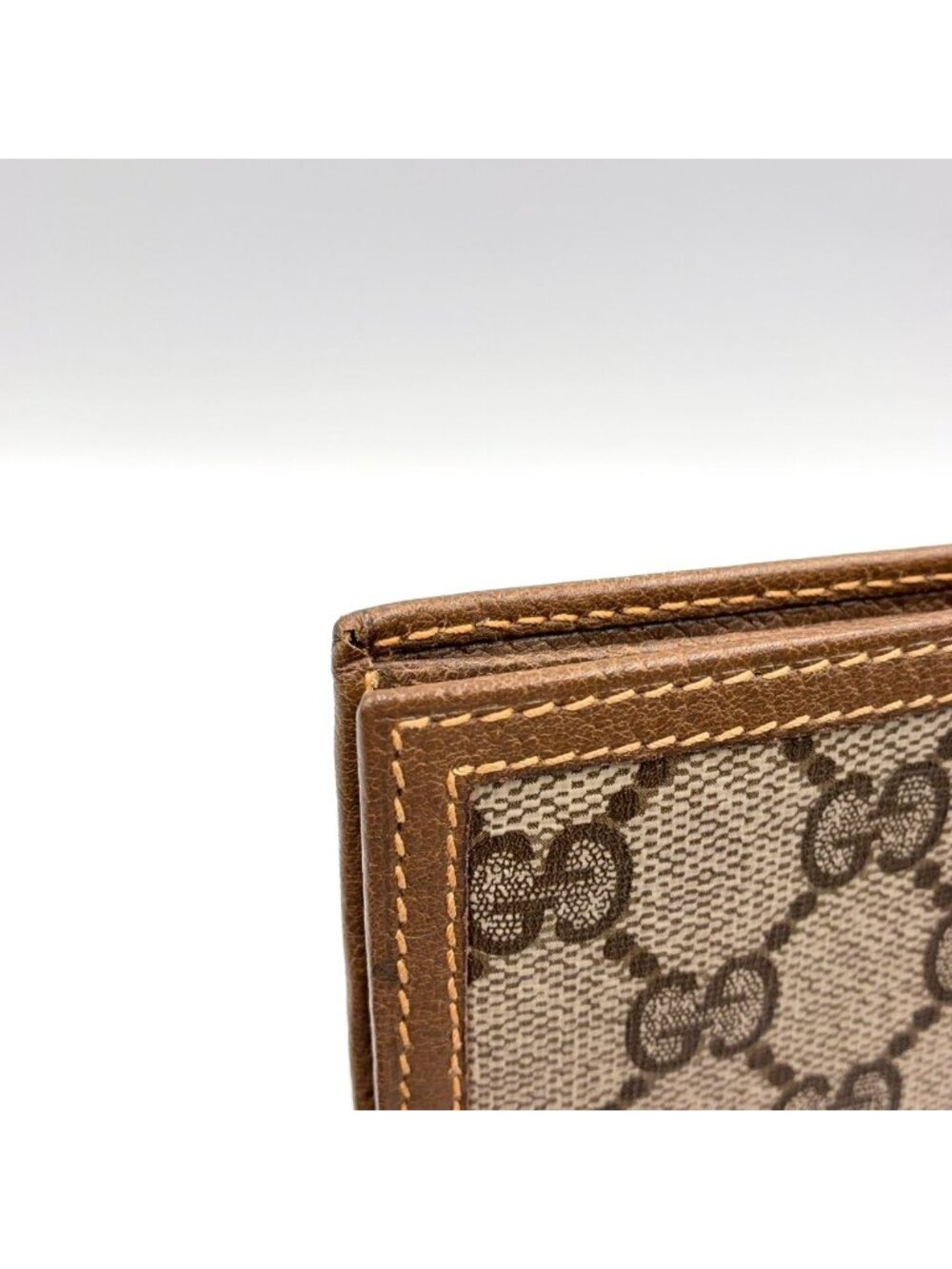 Gucci GG Canvas Leather Brown Beige Wallet Gold 034 - Picture 9 of 10